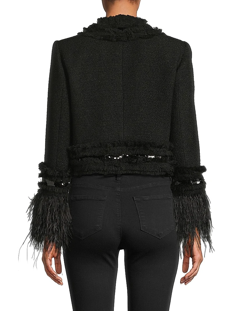 Dune Sequined Feather-Trimmed Blazer