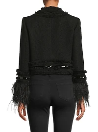 Dune Sequined Feather-Trimmed Blazer