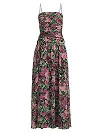 Dylan Floral Chiffon Ruched Maxi Dress