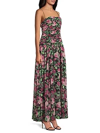 Dylan Floral Chiffon Ruched Maxi Dress