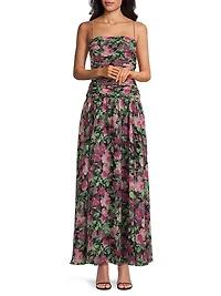 Dylan Floral Chiffon Ruched Maxi Dress