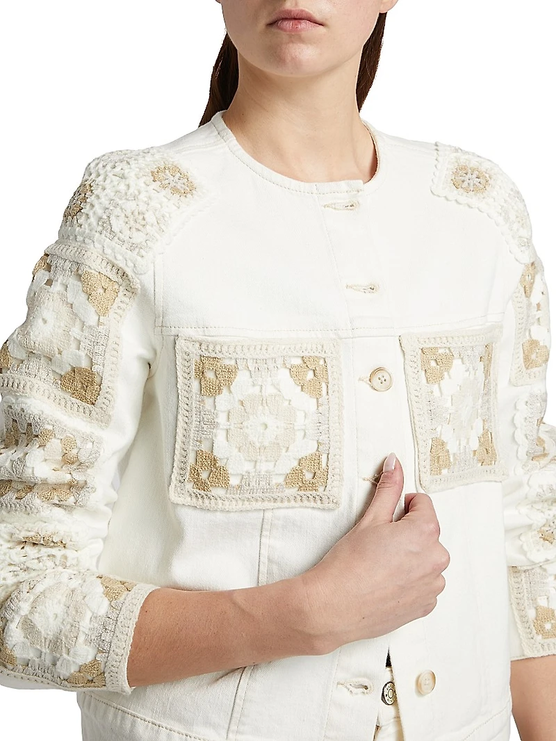 Lido Embroidered Stretch-Denim Jacket