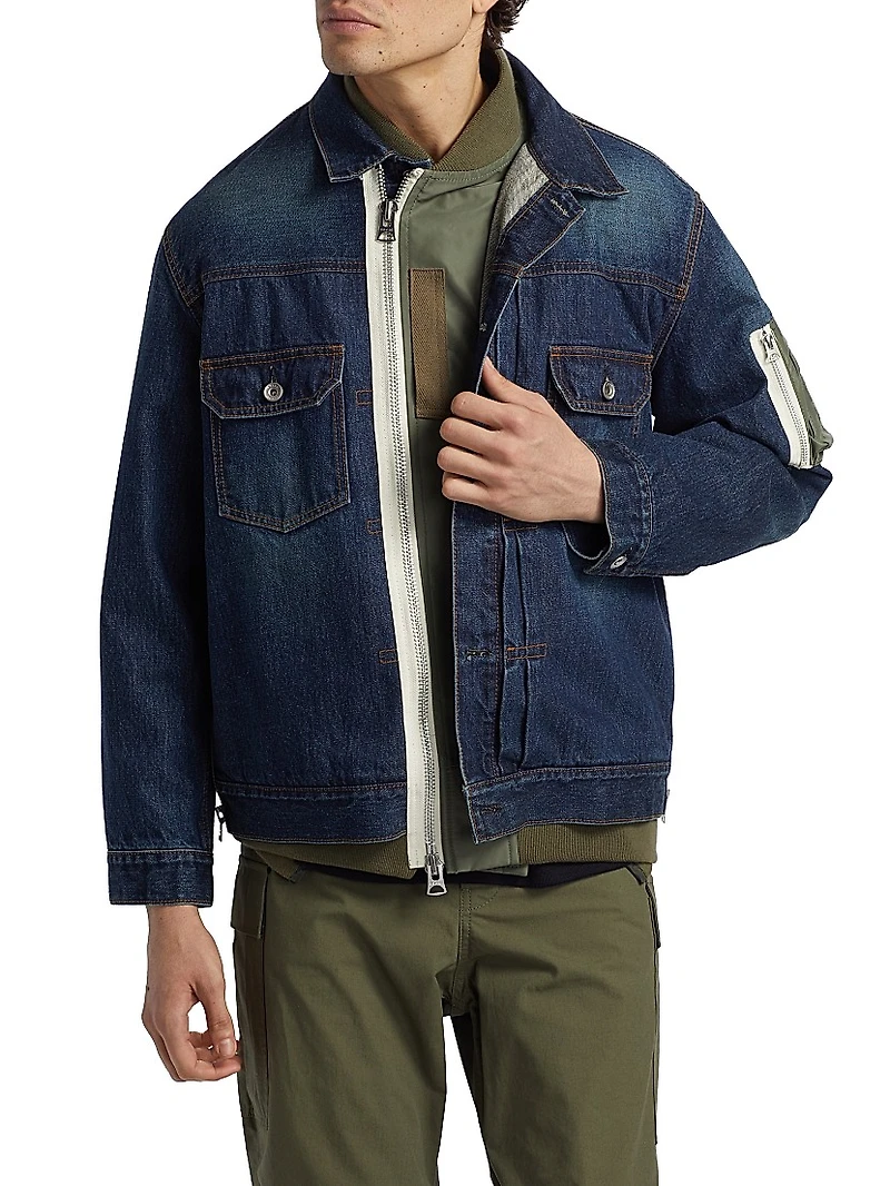 Denim x Nylon Twill Jacket