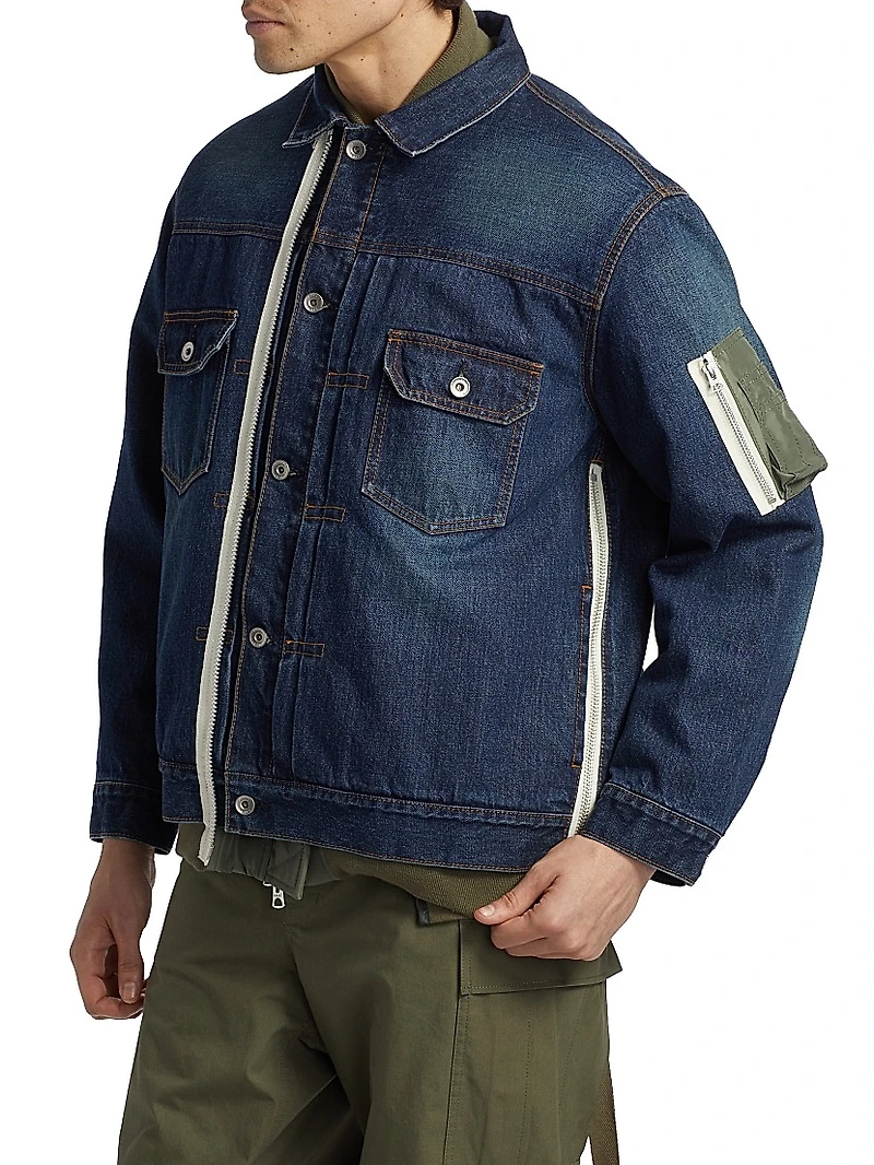 Denim x Nylon Twill Jacket