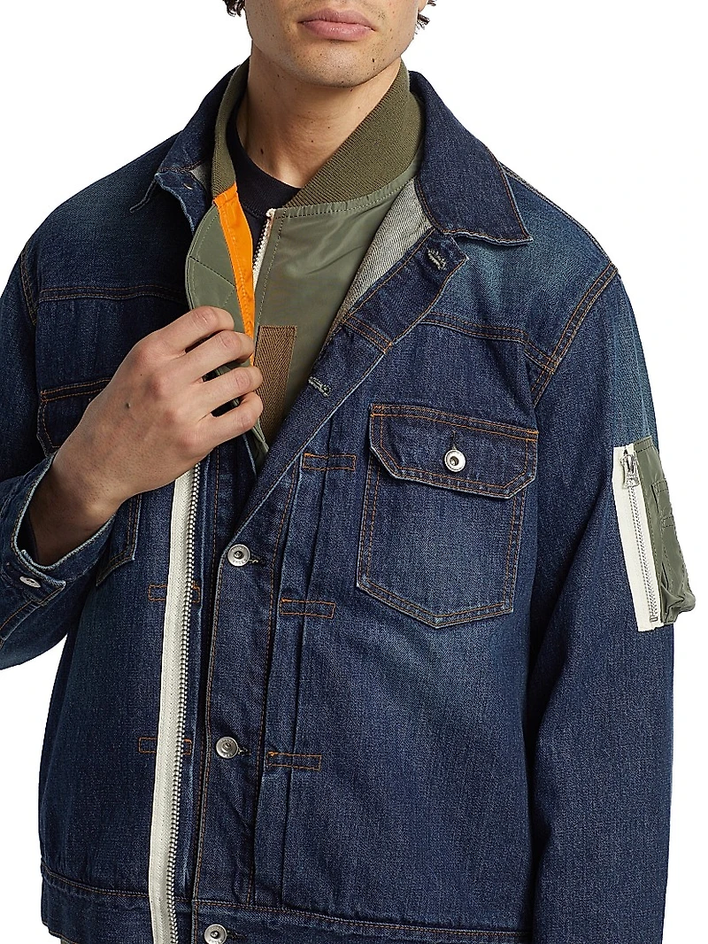 Denim x Nylon Twill Jacket