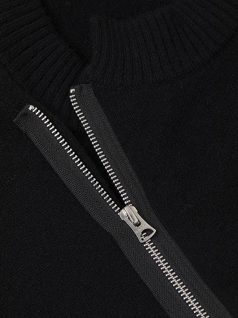 Wool Zip-Front Cardigan