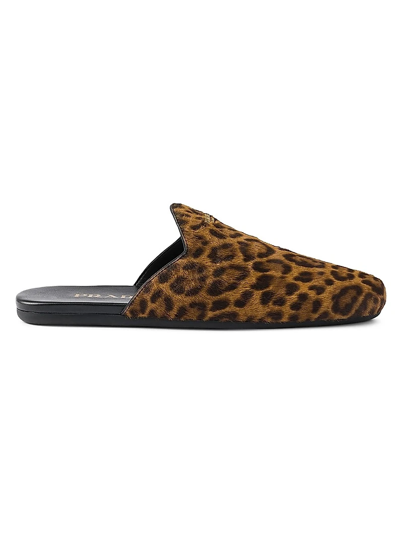 Leopard Print Leather Mules