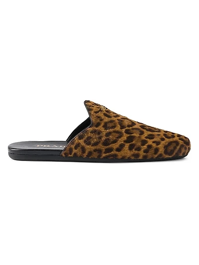 Leopard-Print Leather Mules