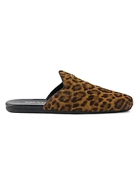 Leopard Print Leather Mules