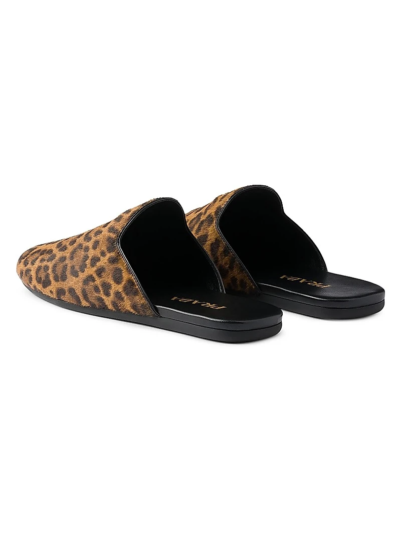 Leopard Print Leather Mules