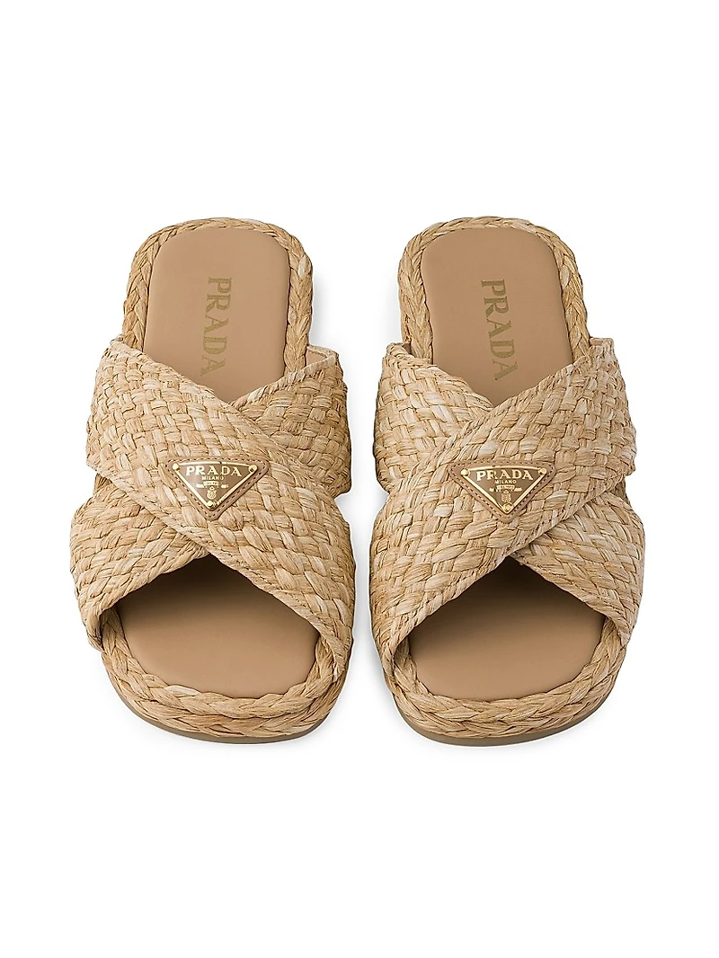 Raffia Crisscross Slides
