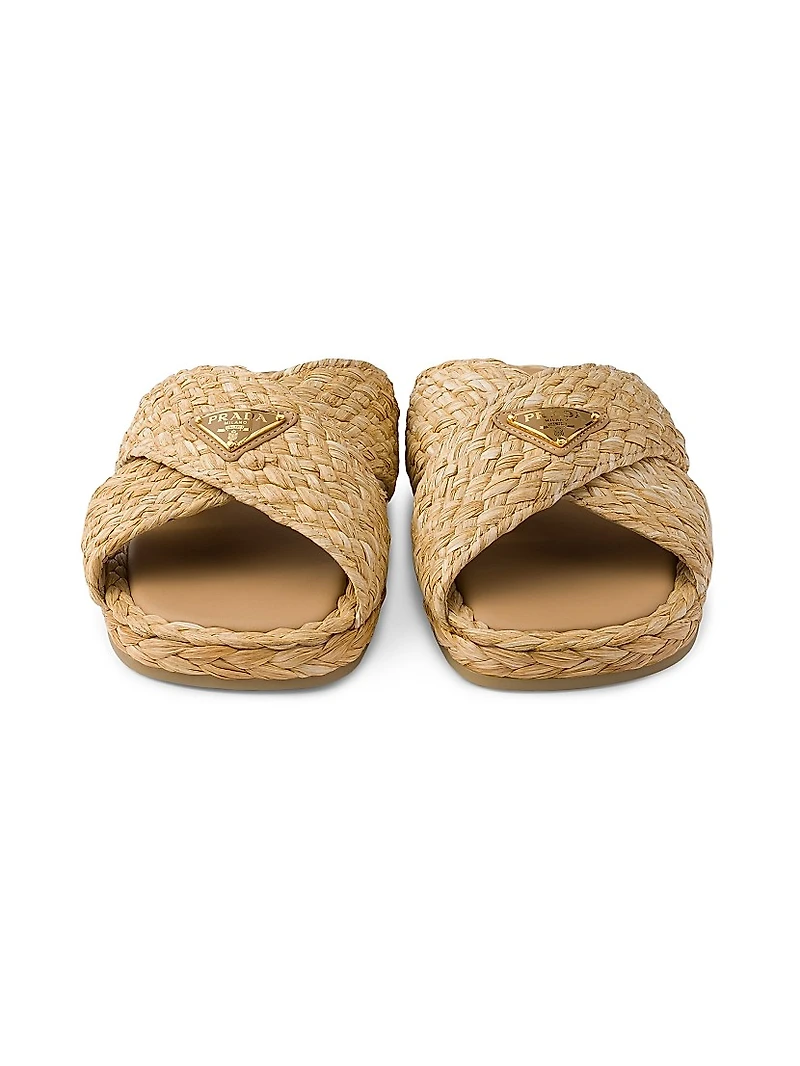 Raffia Crisscross Slides