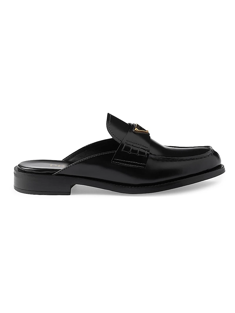 Brushed Leather Mules