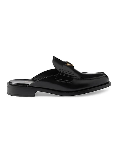 Brushed Leather Mules