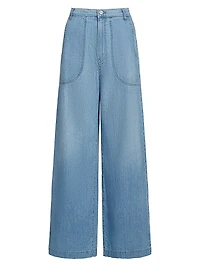 Mecox Beach Cotton High-Rise Wide-Leg Jeans