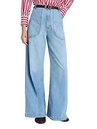 Mecox Beach Cotton High-Rise Wide-Leg Jeans