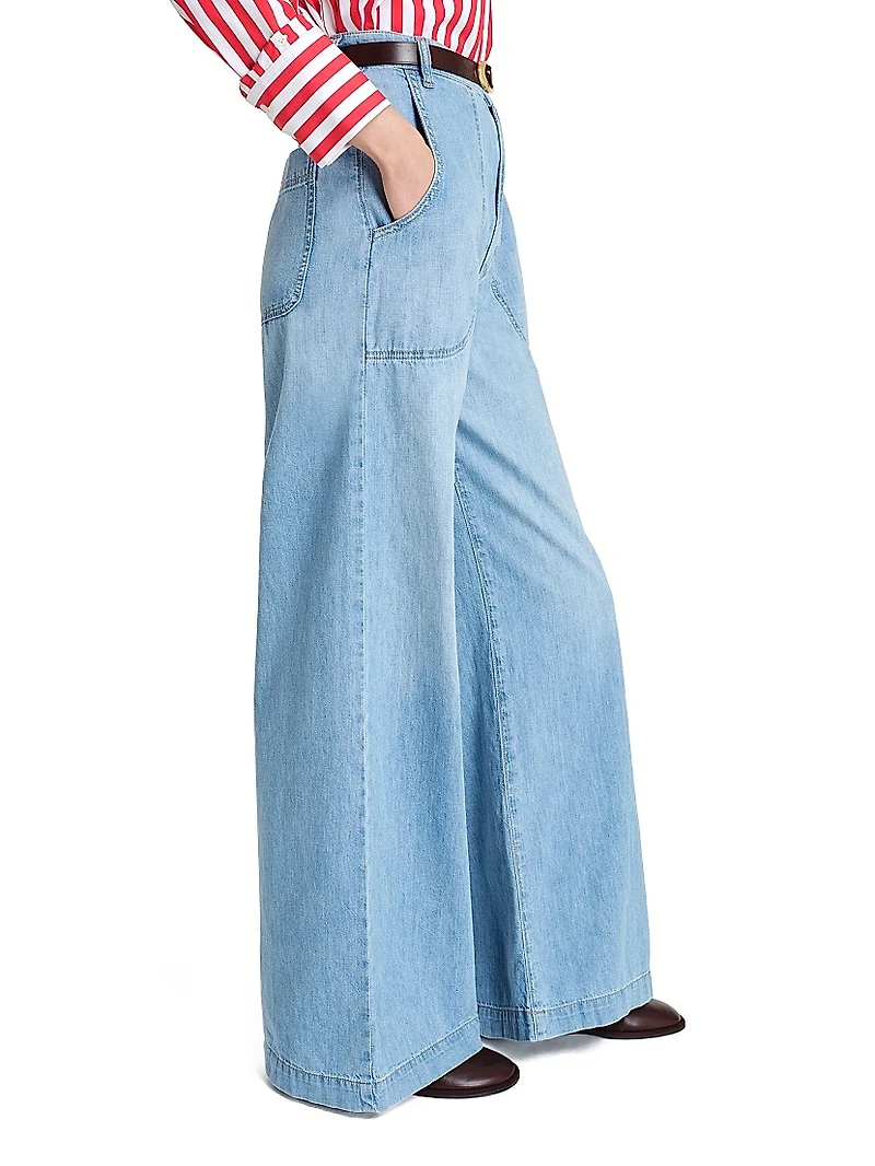 Mecox Beach Cotton High-Rise Wide-Leg Jeans
