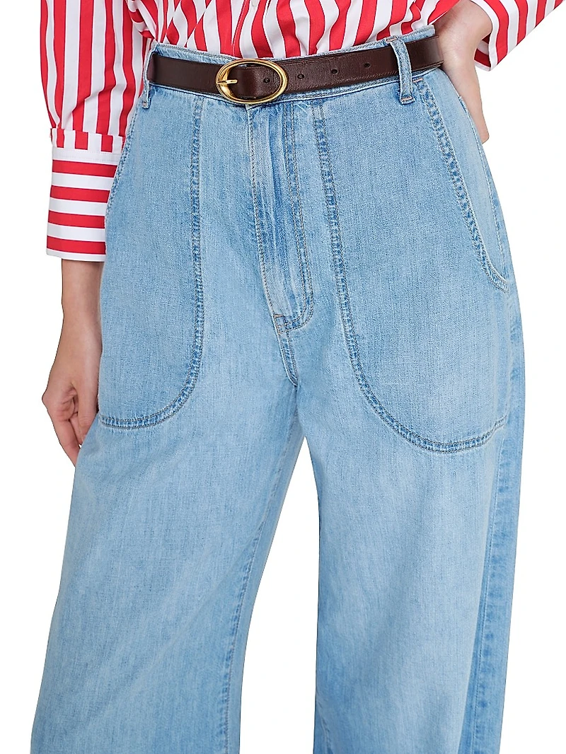 Mecox Beach Cotton High-Rise Wide-Leg Jeans