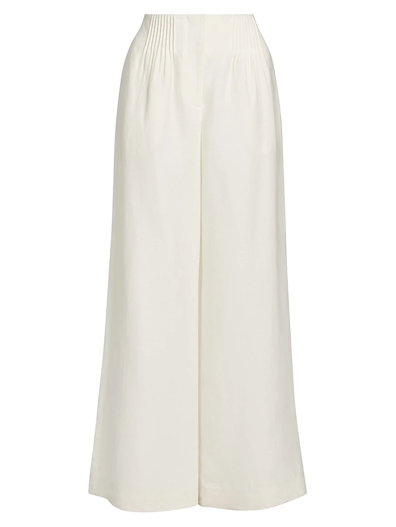 Mini-Pleat Linen Trousers
