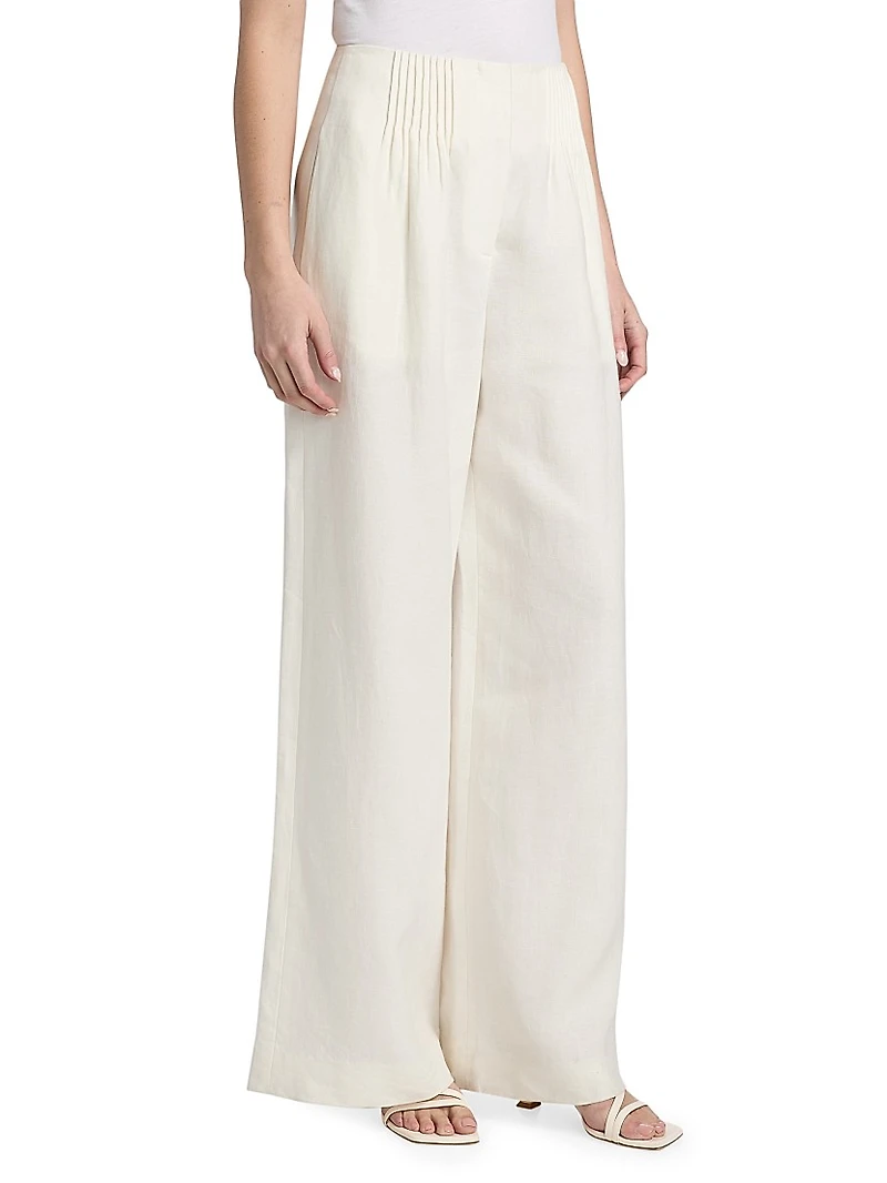 Mini-Pleat Linen Trousers
