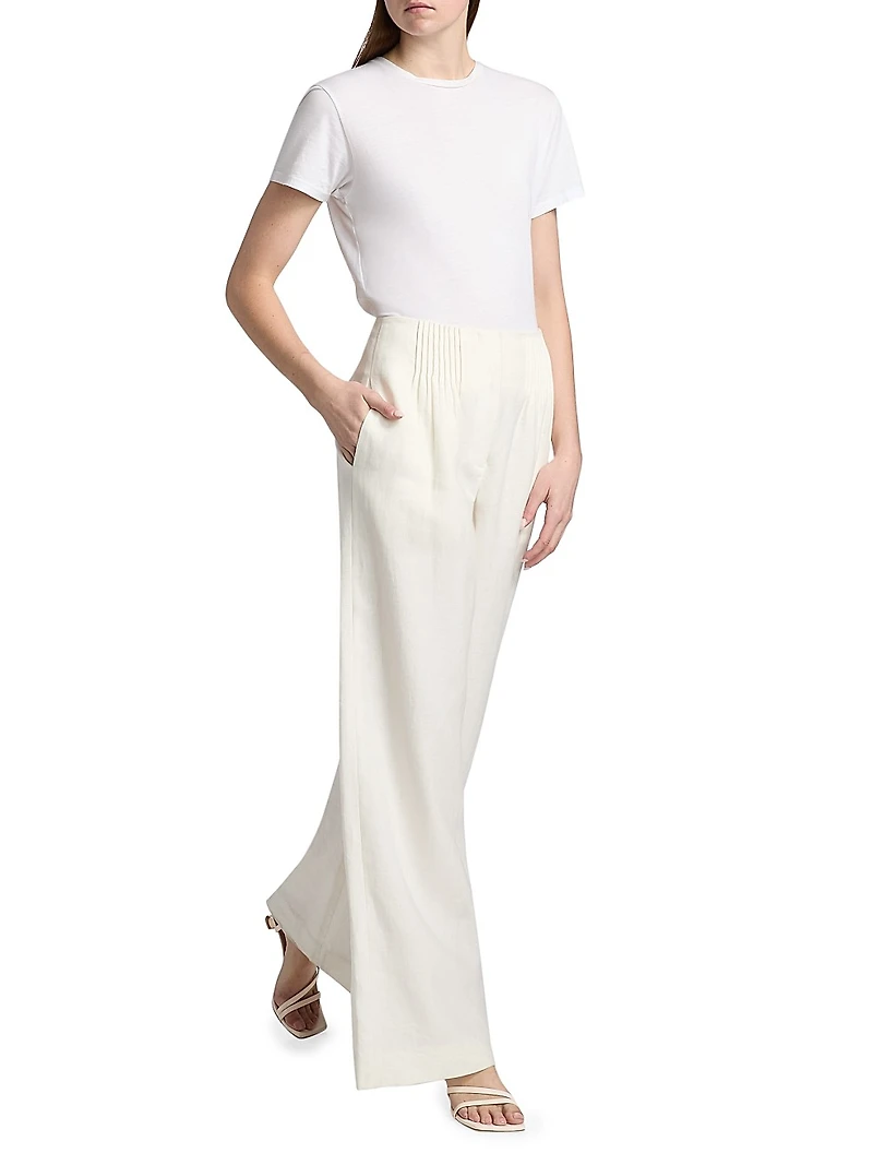 Mini-Pleat Linen Trousers