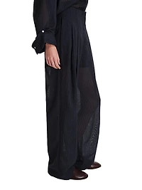 Carries Pinstriped Wool-Blend High-Rise Wide-Leg Pants