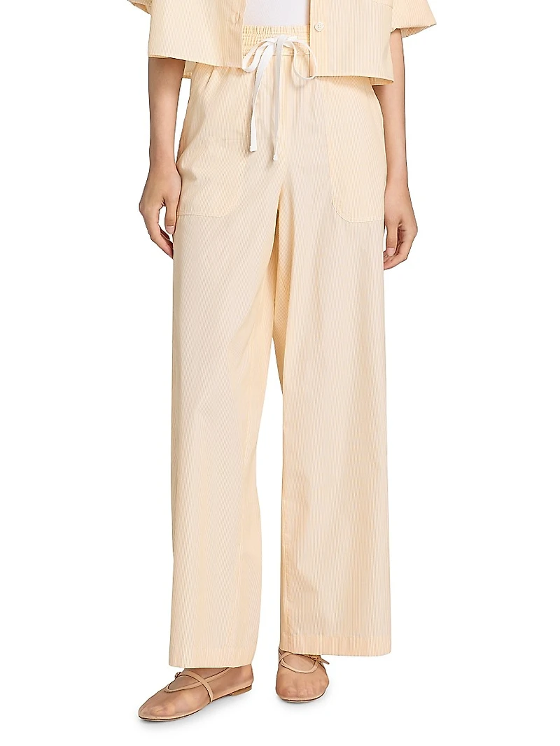 Main St Cotton Wide-Leg Drawstring Pants