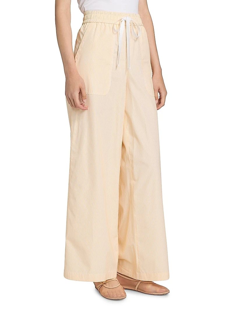 Main St Cotton Wide-Leg Drawstring Pants