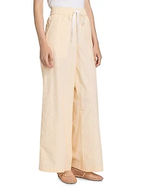 Main St Cotton Wide-Leg Drawstring Pants