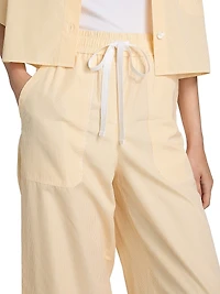 Main St Cotton Wide-Leg Drawstring Pants