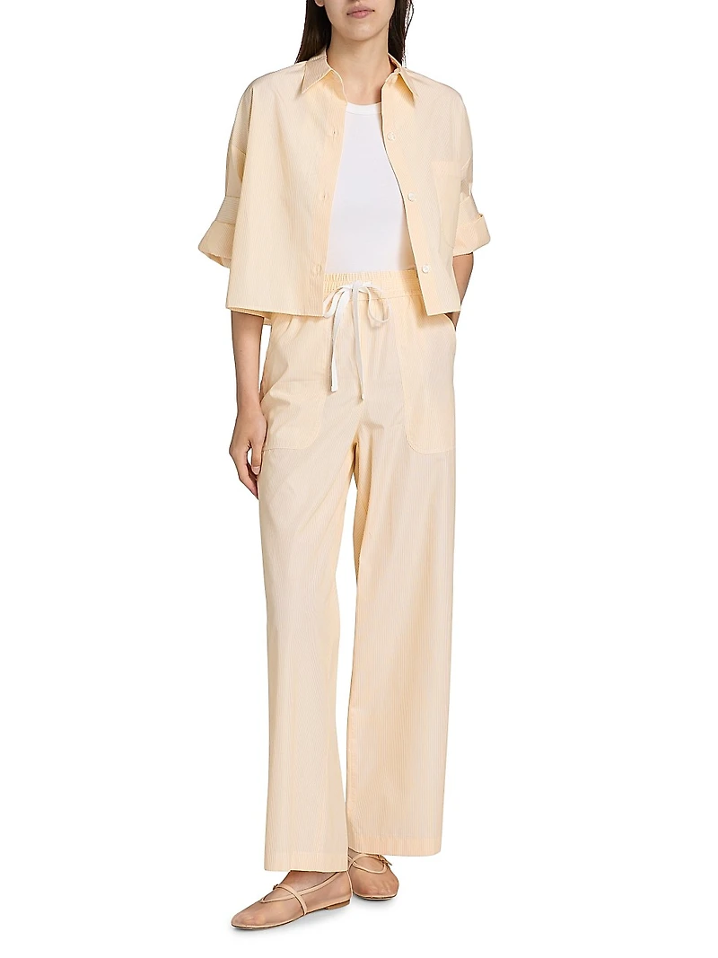 Main St Cotton Wide-Leg Drawstring Pants