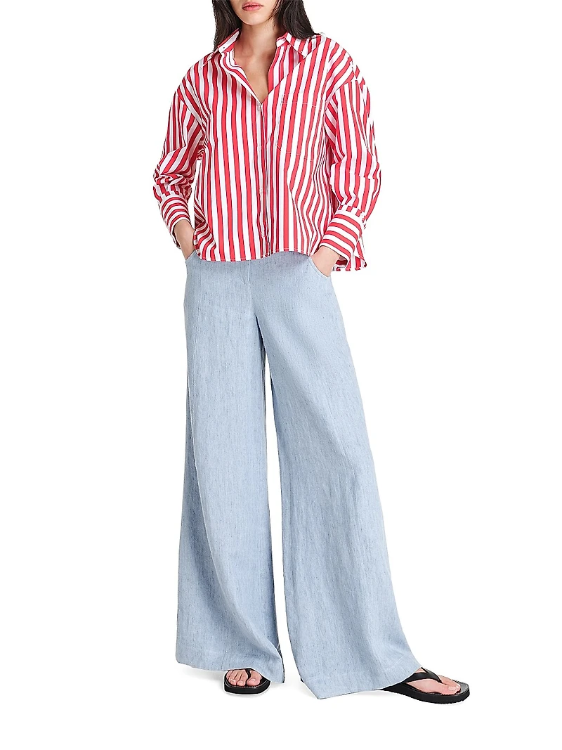 J.D. Striped Cotton Button-Front Shirt