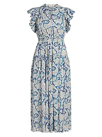 Kairi Flutter-Sleeve Midi-Dress