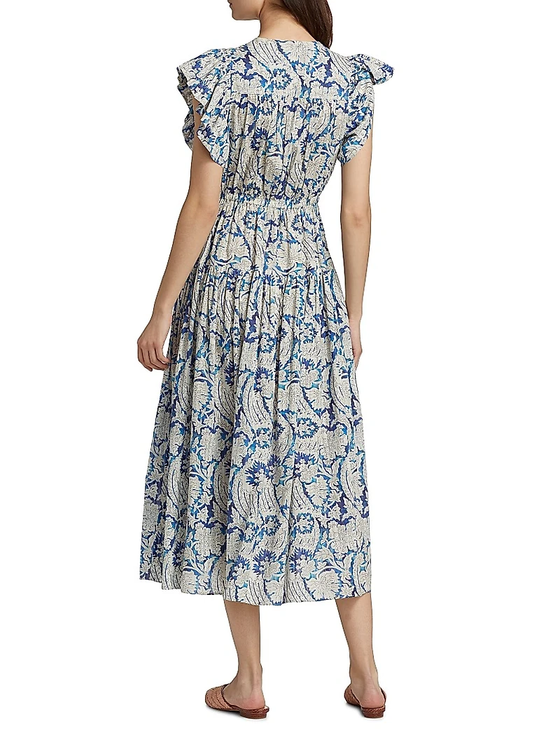 Kairi Flutter-Sleeve Midi-Dress