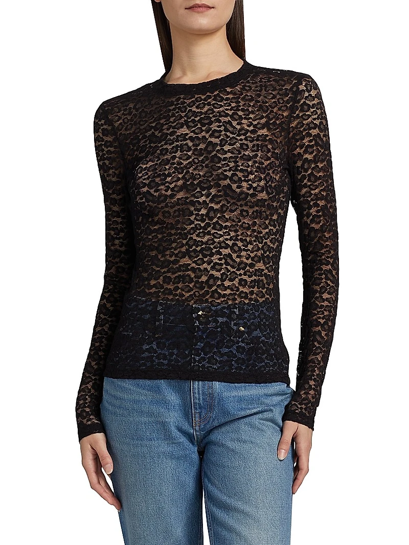 Anise Fitted Lace Long-Sleeve Top