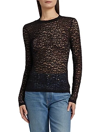Anise Fitted Lace Long-Sleeve Top