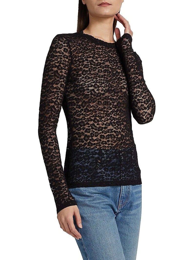 Anise Fitted Lace Long-Sleeve Top