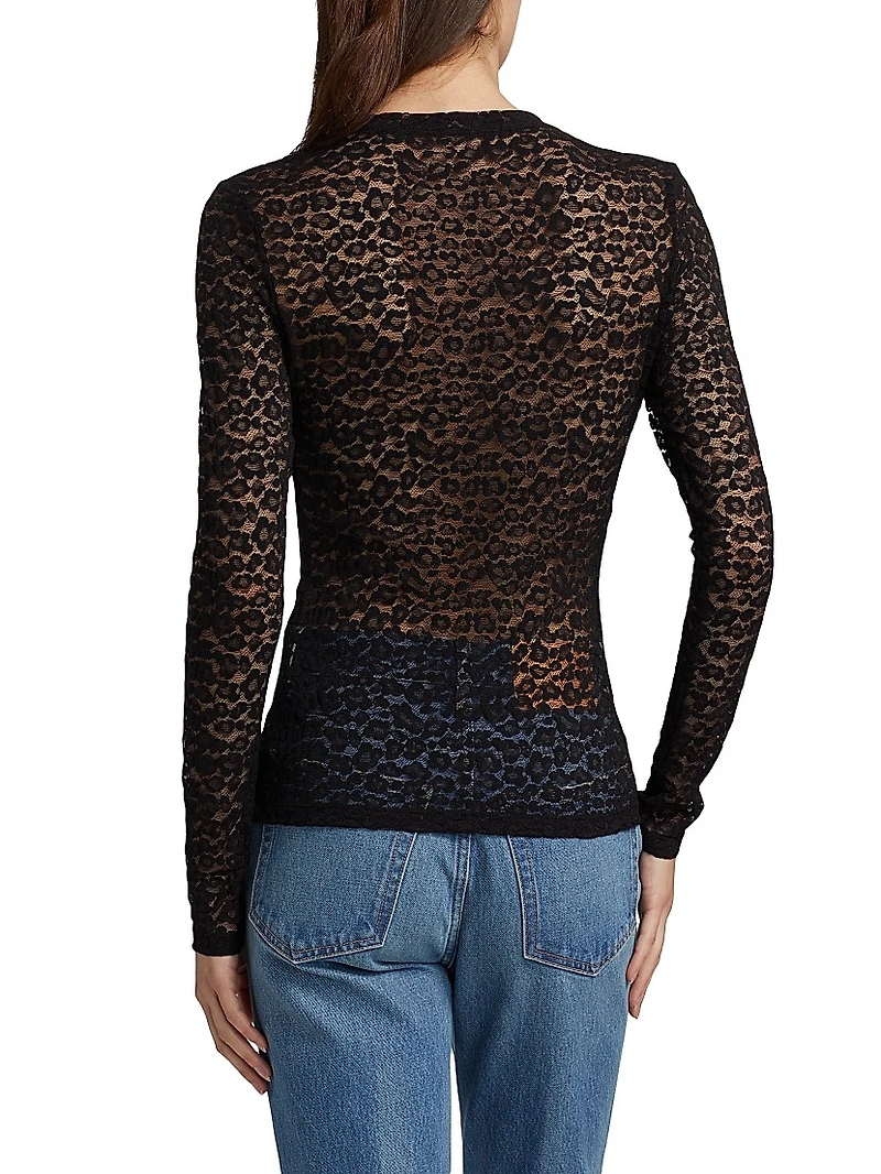 Anise Fitted Lace Long-Sleeve Top