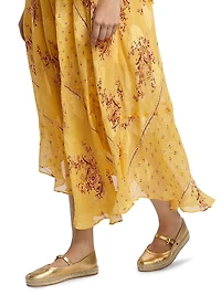 Caprice Asymmetric Printed Silk Midi-Dress