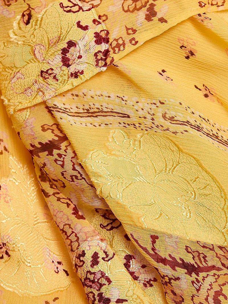 Caprice Asymmetric Printed Silk Midi-Dress