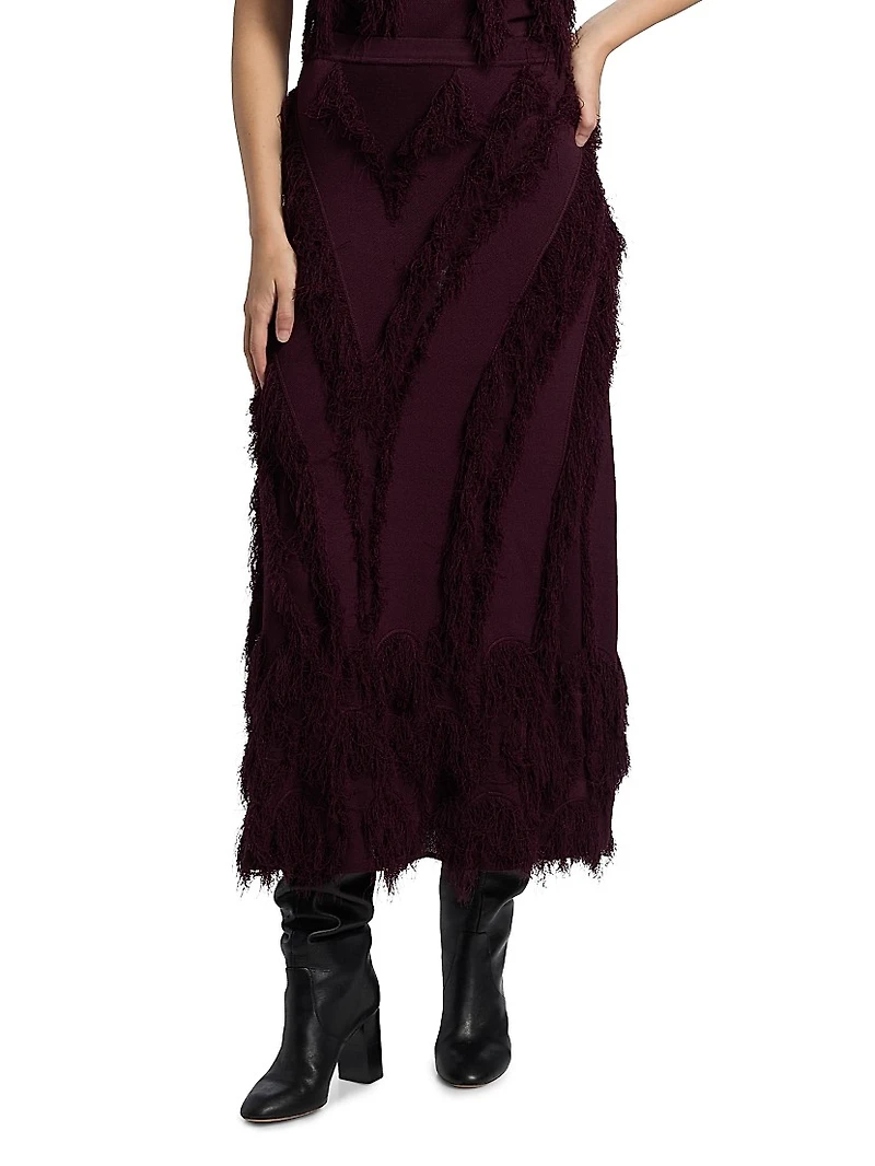 Astrid Fringed Knit Maxi Skirt