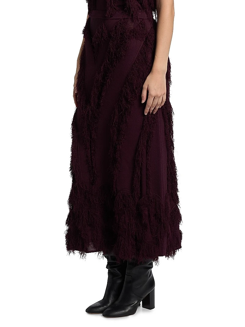Astrid Fringed Knit Maxi Skirt