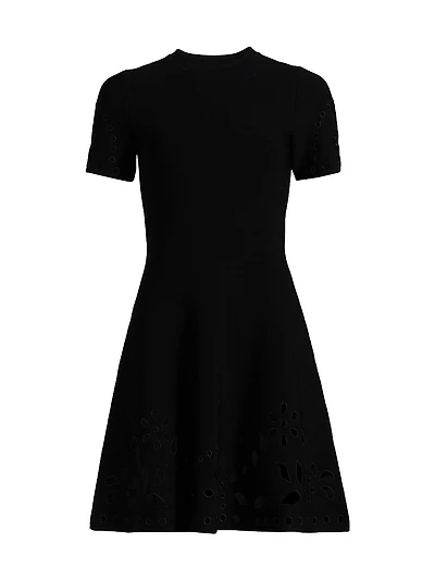 Fania Laser-Cut Knit Laser Minidress