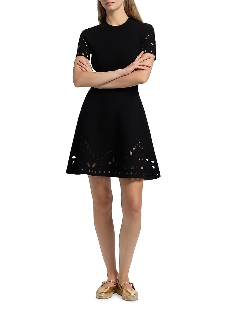 Fania Laser-Cut Knit Laser Minidress