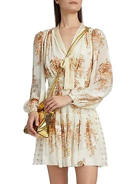 Maris Printed Silk Chiffon Tieneck Minidress