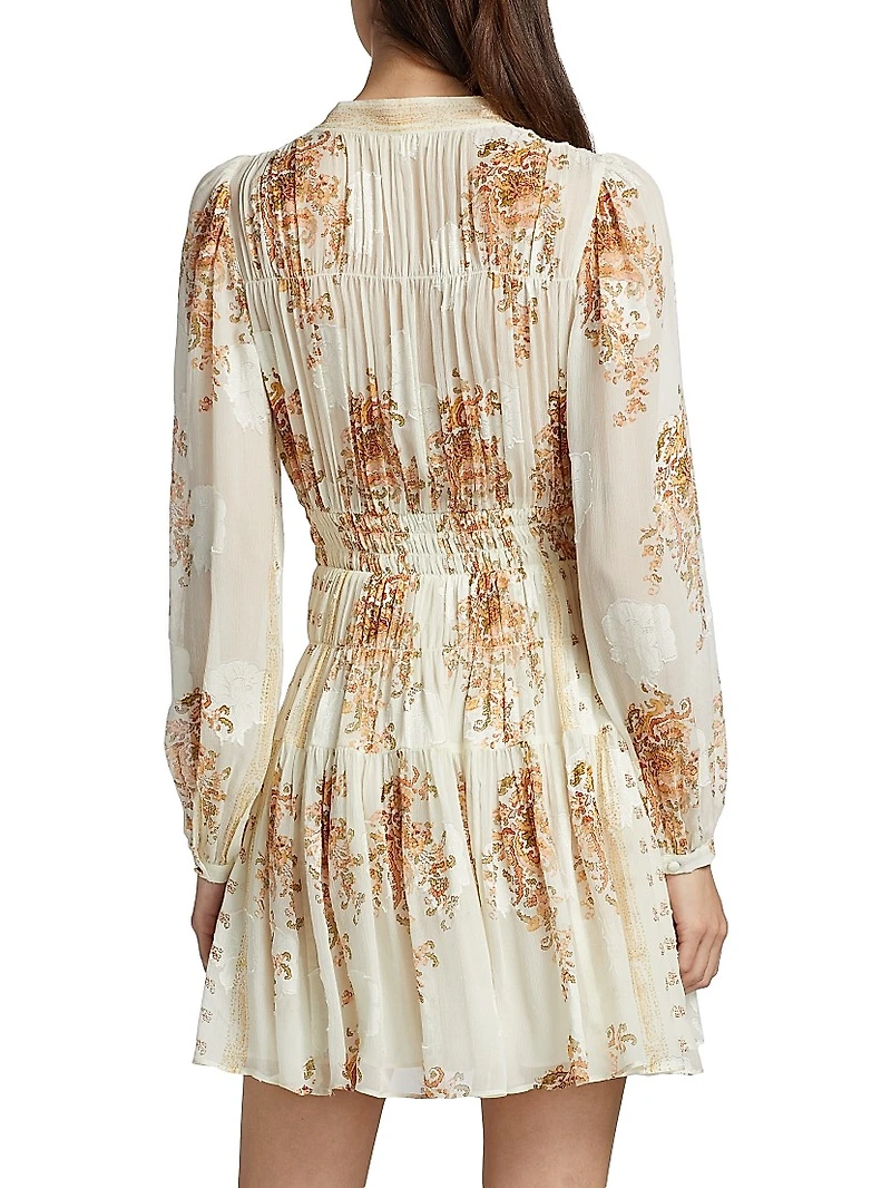 Maris Printed Silk Chiffon Tieneck Minidress