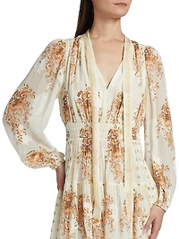 Maris Printed Silk Chiffon Tieneck Minidress
