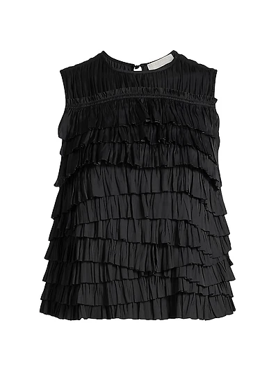 Quinn Satin Plissé Top