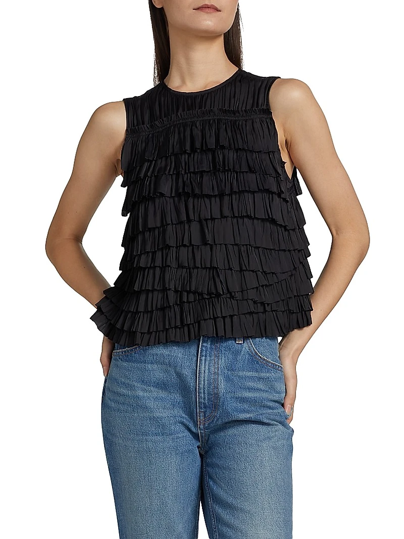 Quinn Satin Plissé Top