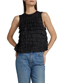 Quinn Satin Plissé Top